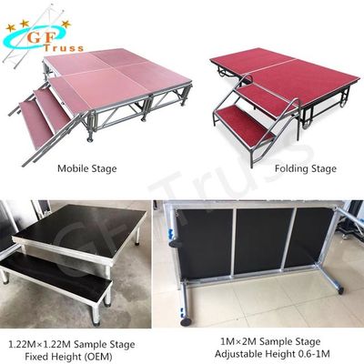 Plate-forme en aluminium d'étape de jambes réglables de biens pour la location d'événement